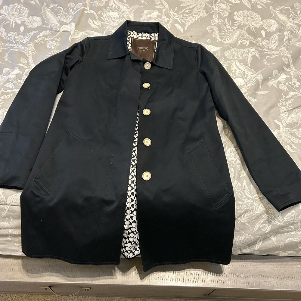 Coach Black Button-Up RainCoat